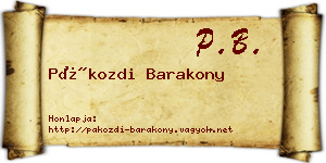 Pákozdi Barakony névjegykártya